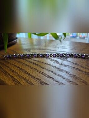 GENUINE...Sterling Silver Amethyst & Diamond Accent Bracelet. NEW WITH TAG!!